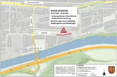 Baustelle Schlöglstraße bis 18. Juni 2026